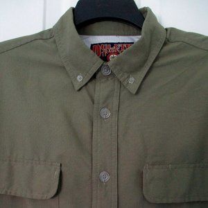 Duluth Trading Mens L/S Khaki Green Button Down Vented Work Shirt NWOT - Size LT